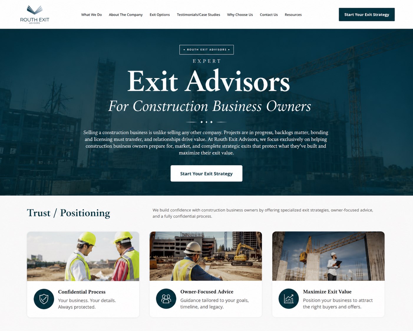 Routhexit business website homepage preview